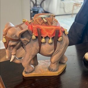 Decorative Elephant Figurine with Red Accents